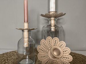 Waterfles + kandelaar groot roze