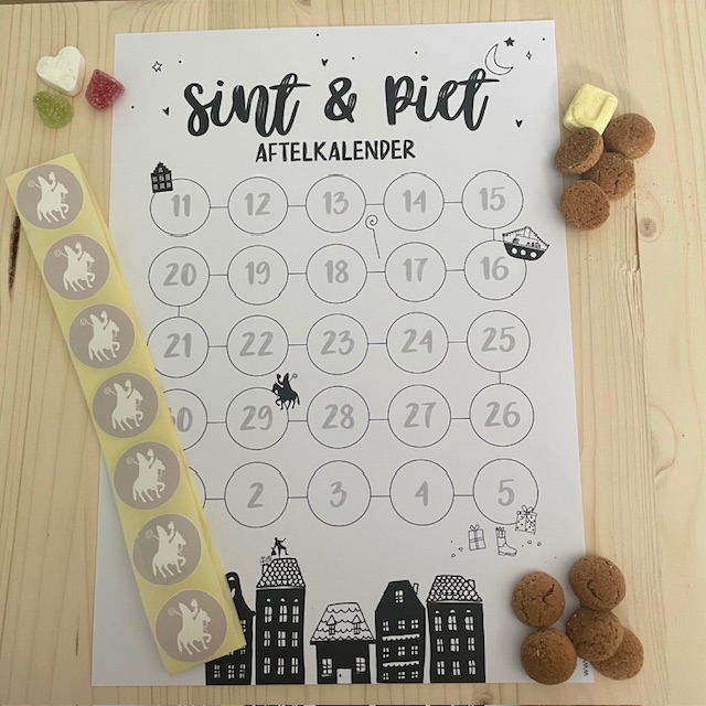 Aftelkalender A4 - Sinterklaas (incl. stickers)