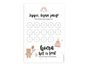 Aftelkalender A4 - Verjaardag meisje incl. stickers