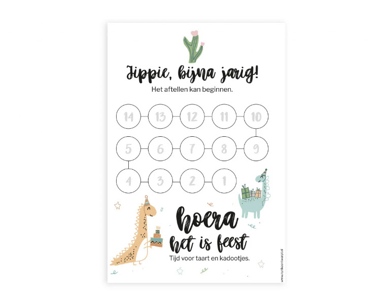 Aftelkalender A4 - Verjaardag jongen incl. stickers