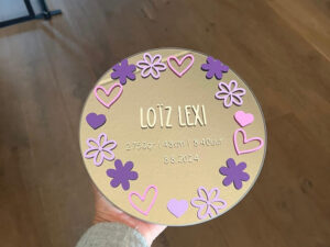 Spiegel - hartjes en bloemen paars/roze + beige