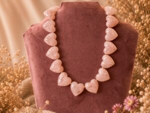 Kralen ketting - hart roze